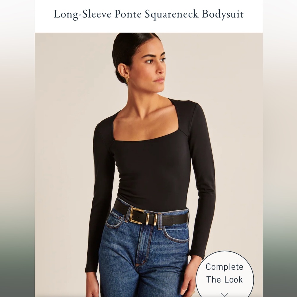Long-Sleeve Ponte Squareneck Bodysuit Abercrombie black NWT